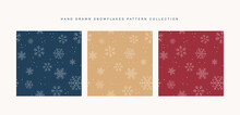 A Hand Drawn Christmas Theme Seamless Pattern In A Set