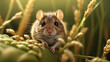 Cute field mouse eating the seeds. AI generated