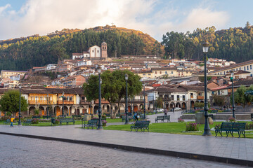 Sticker - street view of cusco inka town, peru	