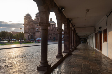 Sticker - street view of cusco inka town, peru	