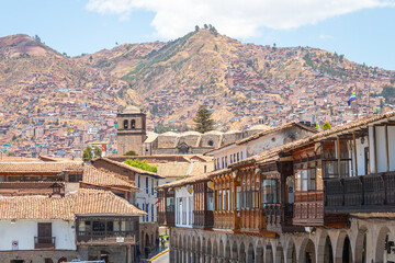 Sticker - street view of cusco inka town, peru	