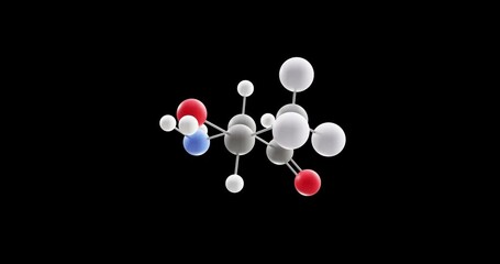 Canvas Print - Threonine molecule, rotating 3D model of amino acid, looped video on a black background