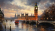 Oil painting  City View of London ..