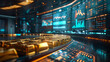 © Suralai - Futuristic investment display: Gold bars and vibrant charts,generative ai