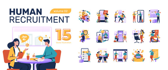 Wall Mural - human recruitment job hiring illustration collection set