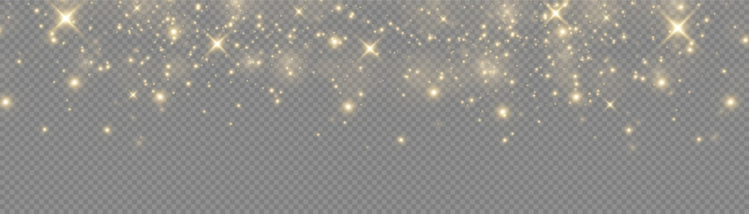 Wall Mural - the light of gold dust. bokeh light effect background png. christmas glowing dust background. yellow