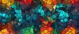 Fototapeta  - Seamless pattern of colorful pentagon fragments on concentric squares texture.