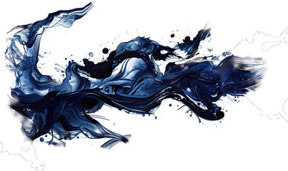 Wall Mural - A splash of black and blue watercolors