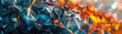 Abstract low polygon artwork dark blue and orange triangles