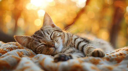 Sticker - Closeup portrait of a sweet cat sleeping.