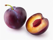 Plump Plum Halved to Show Pit