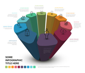 Poster - ten pastel color elements in circle multipurpose infographic template