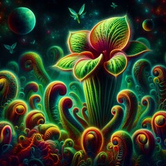 Wall Mural - 
a primitive plant with bioluminescence