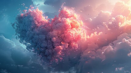 Wall Mural - A cloud of love of futuristic abstract landscape.