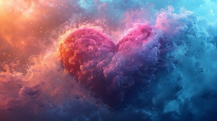Wall Mural - A cloud of love of futuristic abstract landscape.