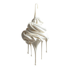 Wall Mural - dripping whipped cream white background