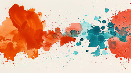 Wall Mural - Vibrant Watercolor Splashes in Warm and Cool Tones