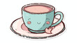 distressed sticker of a cute cartoon cup and saucer