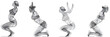 yoga positions vector drawing, monochrome, black and white, sequence, long exposure, line drawing,