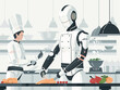  A team of chefs collaborates with a robotic kitchen assistant automating tedious tasks like chopping vegetables and mixing ingredients allowing them to focus on creative culinary endeavors. 