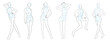 © arismint - Template for fashion sketch ideas of women's clothing. Female body mannequin. Luxury outline vector illustration set.	Fashion design.