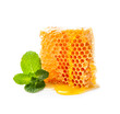 Honeycomb with mint on white backgrounds