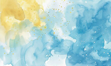Watercolor Hand Painted Background Yellow Blue 