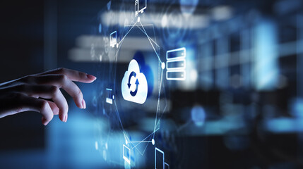 Poster - Cloud technology Computing and data storage. Internet and networking concept on virtual screen.