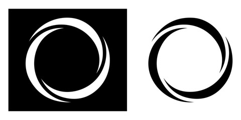Poster - Lines in a circle. Spiral in the form of a logo or icon. Black and white vector round drawing icon.
