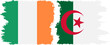 Algeria and Ireland grunge flags connection vector