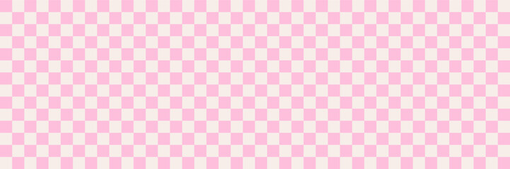 Wall Mural - Pink Checkerboard Abstract Seamless Pattern. Popular Groovy Grid Pattern Background. Cute Print On The Wall Or The Tablecloth. Vector Illustration