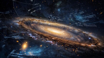 A very large and colorful spiral shaped object dominates the sky, showcasing vibrant hues and an intricate pattern against the backdrop of the atmosphere.
