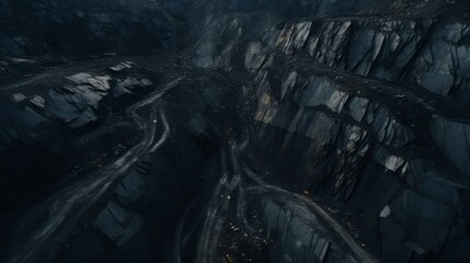 Poster - Generative AI top view, coal quarry aerial