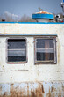Old river vessels rust on dock repair shop