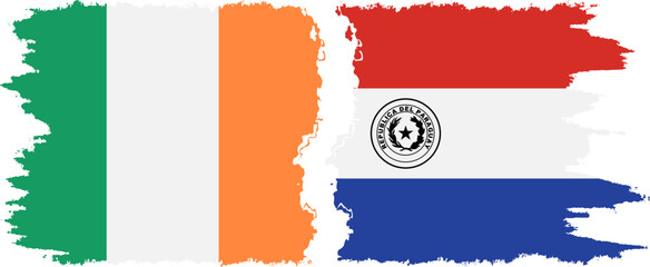 Paraguay and Ireland grunge flags connection vector