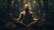 Generative AI A yogi finding harmony and balance in a peaceful forest environment during a yoga session.