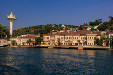 Wall Mural - Cityscape View from the water to buildings in the city of Istanbul in public places