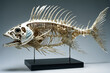 Metallic fish skeleton figurine. Digital illustration.