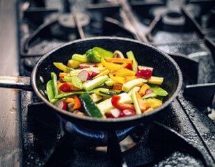 Sticker - Sliced vegetables in the pan