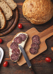 Poster - Open sandwich of salami slices