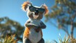 3D koala character wearing sunglasses, standing with a confident pose.