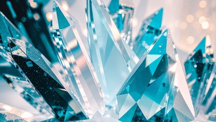 Fantasy composition, flawless crystals in the refraction of light rays, blue, design, christmas, light, illustration, texture, 3d, decoration, gift, technology, wallpaper, bow, holiday, square, art, b