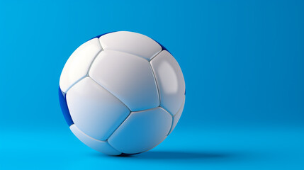 Wall Mural - A white soccer ball against a vivid blue background.