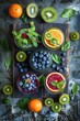 © Jorge Ferreiro - healthy smoothies with fresh berries, blueberries and kiwi