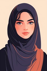 Wall Mural - illustration, a beautiful muslim woman with hijab