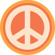 © Khai - peace symbol in hippie style. Vector hand drawn 70s style cartoon illustration