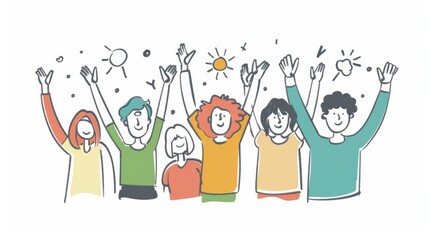 Poster - Raise your hands and make a lively look. Flat design style minimal modern illustration.