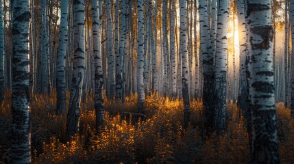  A relaxing forest of white birches