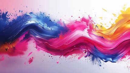 Wall Mural - Posters for art exhibitions with abstract painting designs. Modern vertical banners or invitations to museums or galleries with colorful paint blobs and hand drawn shapes.