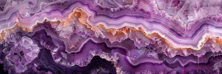 Aufkleber - Close-up of layered purple agate stone showcasing its natural banded patterns and vibrant hues